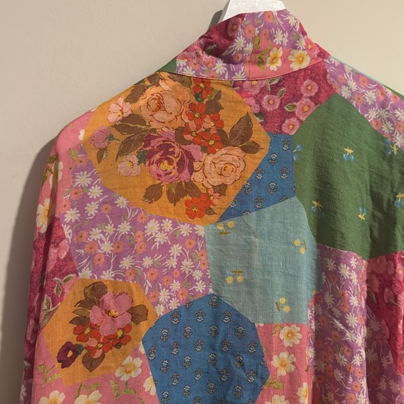 Spell Floral Multicolor Freda Patchwork Kimono Robe in Lolly - Picture 11 of 12